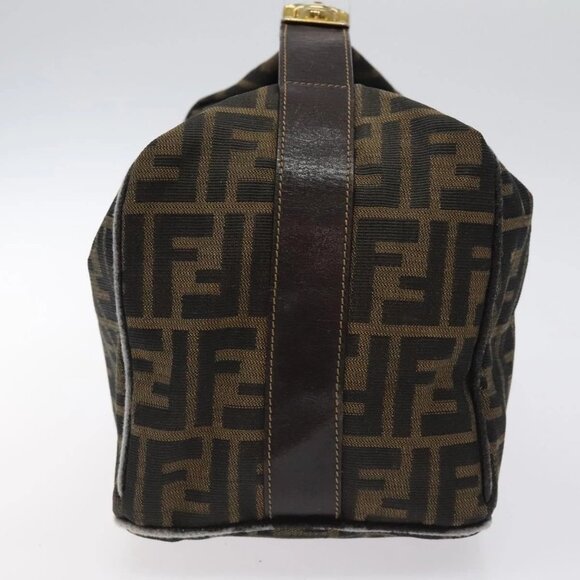 FENDI Zucca Canvas Vanity Pouch Black Brown Gold Auth 124810 - Picture 6 of 16